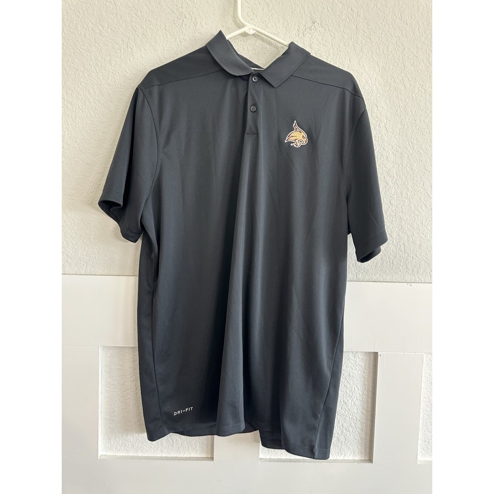 Nike Texas State University Dri-FIT Polo Shirt Mens XL Black Red NCAA Football